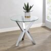 Kenzie Round Tempered Glass Top End Side Table Chrome