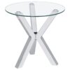 Kenzie Round Tempered Glass Top End Side Table Chrome