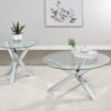 Kenzie Round Tempered Glass Top End Side Table Chrome