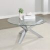 Kenzie Round Tempered Glass Top Cocktail Coffee Table Chrome