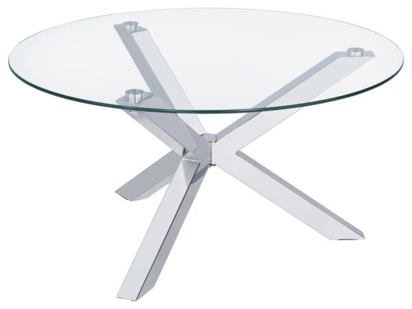 Kenzie Round Tempered Glass Top Cocktail Coffee Table Chrome