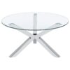 Kenzie Round Tempered Glass Top Cocktail Coffee Table Chrome