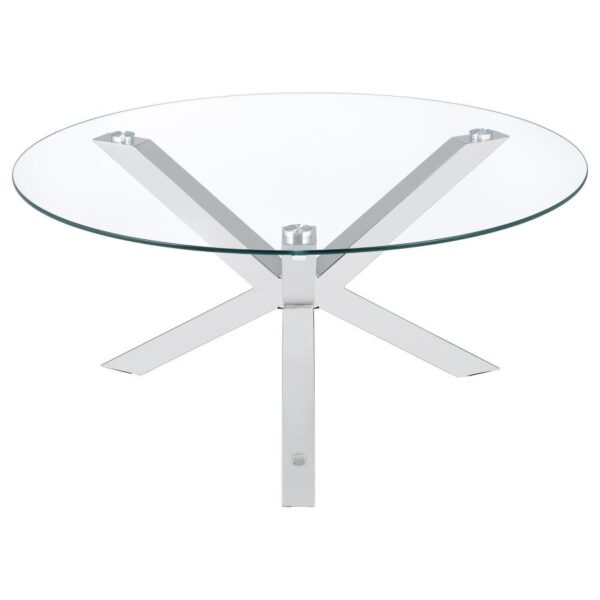 Kenzie Round Tempered Glass Top Cocktail Coffee Table Chrome