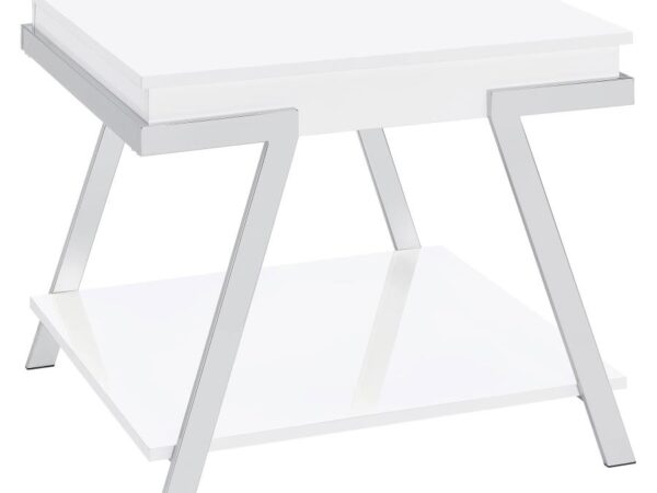 Marcia Rectangular Side End Table White High Gloss