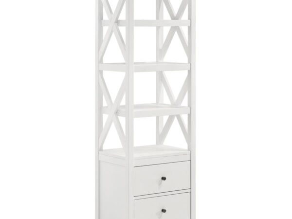 Hollis 4-shelf Wood Media Tower with Drawers Brown and White