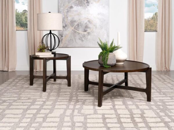 Cota 2-piece Solid Wood Coffee and End Table Set Dark Brown