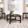 Cota 3-piece Solid Wood Coffee and End Table Set Dark Brown