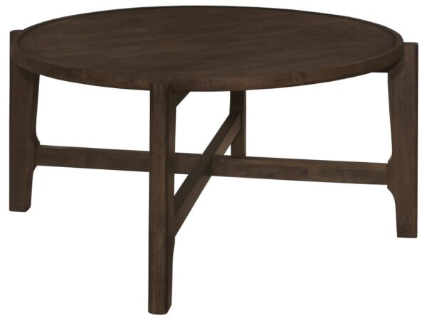 Cota Round Solid Wood Coffee Table Dark Brown