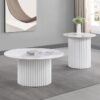 Rowena 2-piece Coffee and End Table Set White Faux Marble