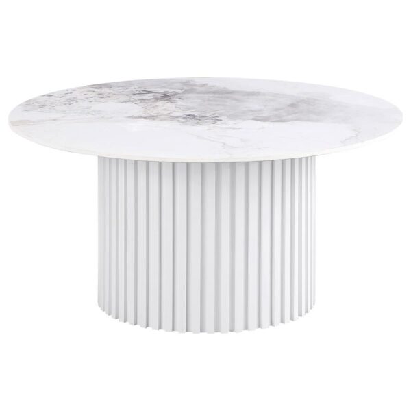 Rowena 3-piece Coffee and End Table Set White Faux Marble