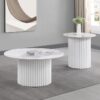 Rowena Round Sintered Stone Coffee Table White Faux Marble