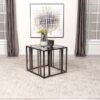 Adri Rectangular Glass Top Side End Table Black Nickel