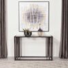 Adri Glass Top Entryway Console Table Black Nickel