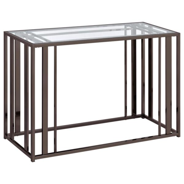 Adri Glass Top Entryway Console Table Black Nickel
