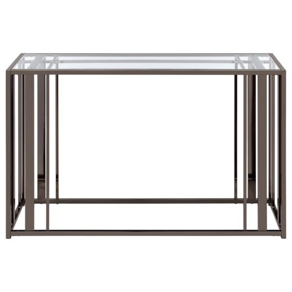 Adri Glass Top Entryway Console Table Black Nickel