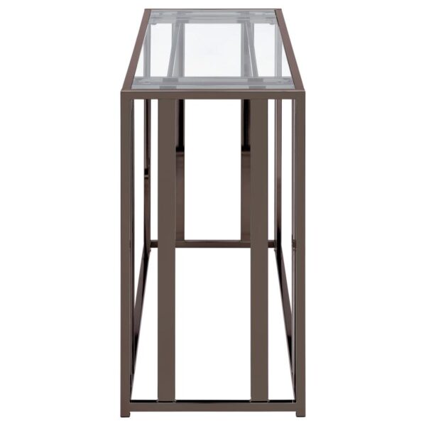 Adri Glass Top Entryway Console Table Black Nickel