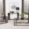 Adri Glass Top Entryway Console Table Black Nickel