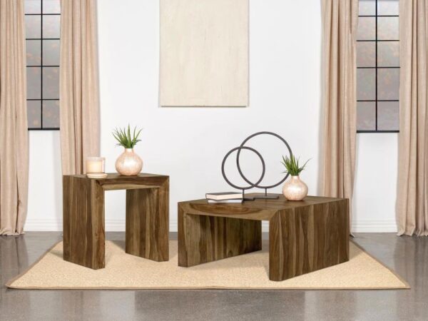 Odilia 2-piece Solid Wood Coffee and End Table Set Auburn