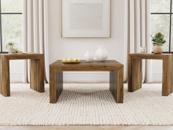 Odilia 3-piece Solid Wood Coffee and End Table Set Auburn