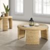 Artina Woven Rattan Round Side End Table Natural Brown