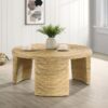 Artina Woven Rattan Round Coffee Table Natural Brown