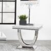 Kerwin Square Stone Top End Table White and Chrome