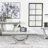 Kerwin Square Stone Top End Table White and Chrome