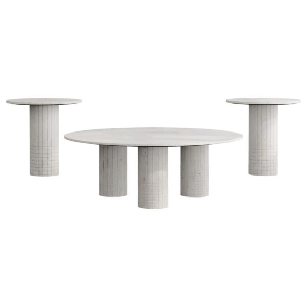 Astoria 3-piece Marble Coffee and End Table Set White