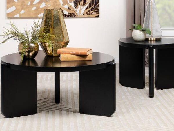 Cordova 2-piece Solid Wood Coffee and End Table Set Black