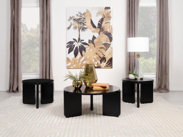 Cordova 3-piece Solid Wood Coffee and End Table Set Black