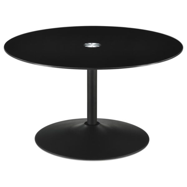 Ganso 2-piece Round Glass Top Coffee and End Table Set Black
