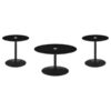 Ganso 3-piece Round Glass Top Coffee and End Table Set Black