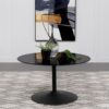 Ganso Round Metal Coffee Table With Tempered Glass Top Black