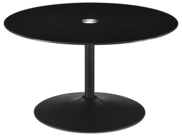Ganso Round Metal Coffee Table With Tempered Glass Top Black
