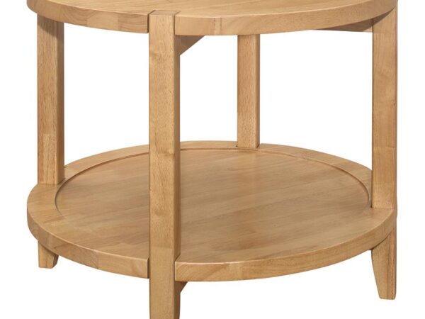 Camillo Round Solid Wood Side End Table Maple Brown