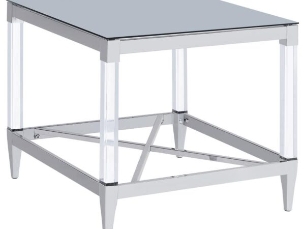 Lindley Square Tempered Mirror Acrylic Side End Table Chrome