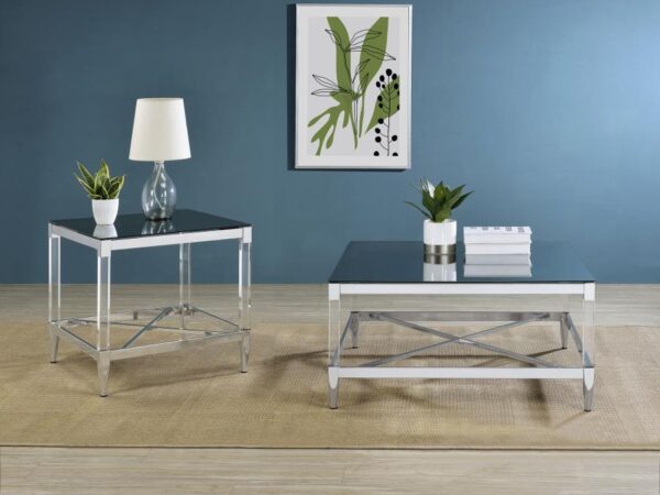 Lindley 2-piece Square Coffee and End Table Set Chrome