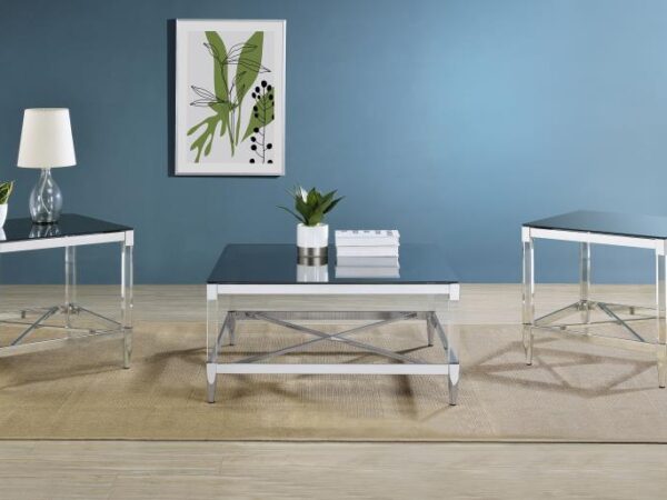 Lindley 3-piece Square Coffee and End Table Set Chrome