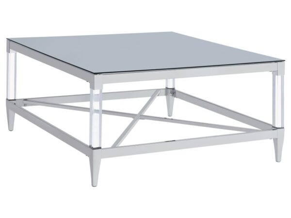 Lindley Square Tempered Mirror Acrylic Coffee Table Chrome