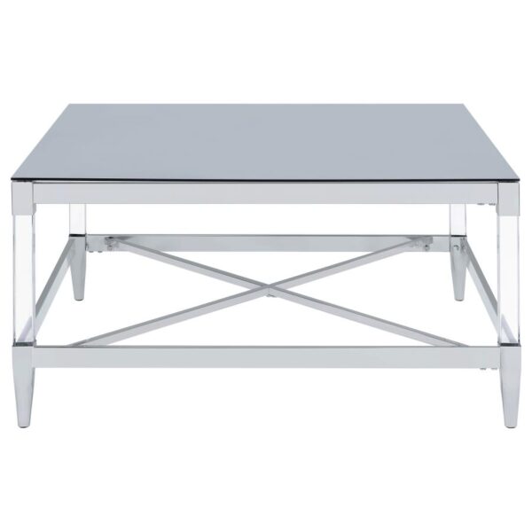 Lindley Square Tempered Mirror Acrylic Coffee Table Chrome