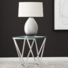 Brittania Square Glass Top Geometric End Table Nickel
