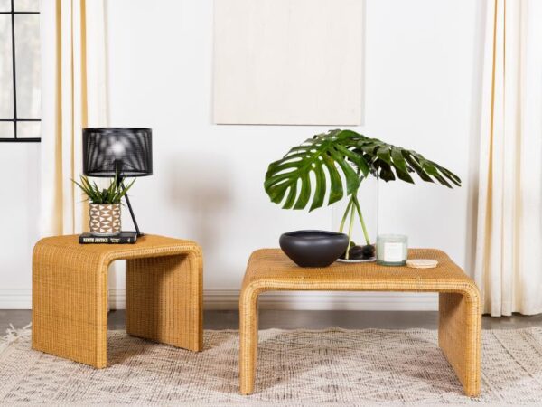 Cahya 2-piece Rattan Coffee and End Table Set Natural