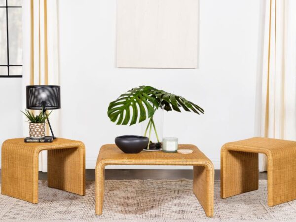Cahya 3-piece Rattan Coffee and End Table Set Natural