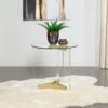 Janessa Round Glass Top Acrylic Leg End Table Matte Brass