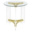 Janessa Round Glass Top Acrylic Leg End Table Matte Brass
