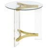 Janessa Round Glass Top Acrylic Leg End Table Matte Brass