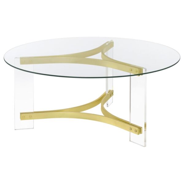 Janessa 2-piece Acrylic Coffee and End Table Set Matte Brass
