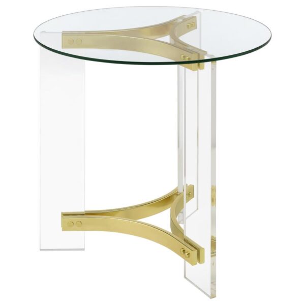 Janessa 3-piece Acrylic Coffee and End Table Set Matte Brass