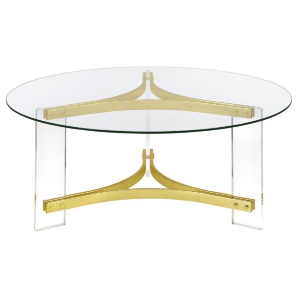 Janessa 3-piece Acrylic Coffee and End Table Set Matte Brass