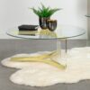 Janessa Round Glass Top Acrylic Leg Coffee Table Matte Brass